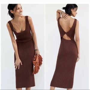 [Never Worn] Anthropologie Knit Midi Dress - Size Large - Chocolate